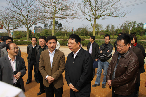 崇左市委书记赵乐秦(前右二)在县委书记白松涛(前右三)、县长吴强(右一)陪同下在大塘至青年产业园市政道路建设工地检查。.jpg